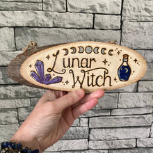 Load image into Gallery viewer, Lunar Witch Wooden Sign - Pyrography - Woodburning